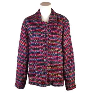 Coldwater Creek Multicolor Bouclé Tweed Jacket Medium Chanel Style